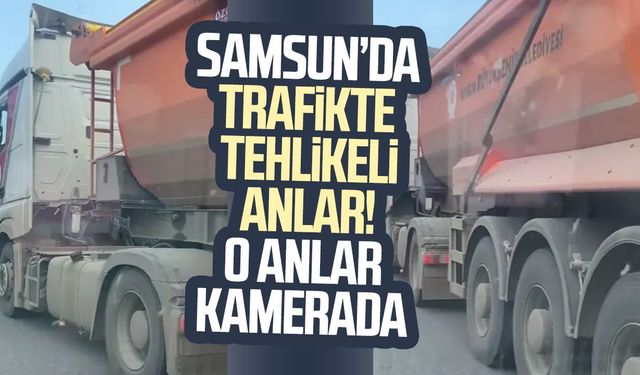 Samsun’da trafikte tehlikeli anlar! O anlar kamerada