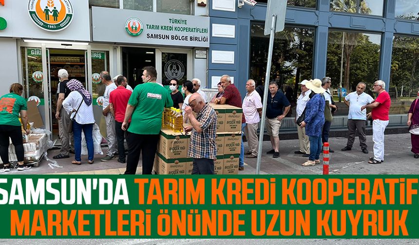 Samsun haber | Samsun'da Tarım Kredi Kooperatifi Marketleri önünde uzun kuyruk