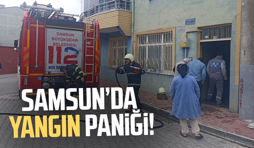 Samsun Bafra'da 2 katlı binada yangın paniği!