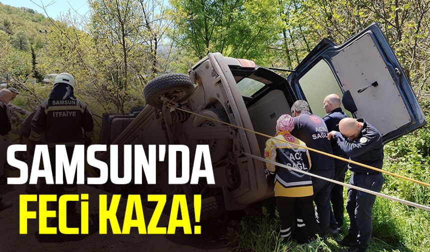 Samsun'da feci kaza! Panelvan devrildi