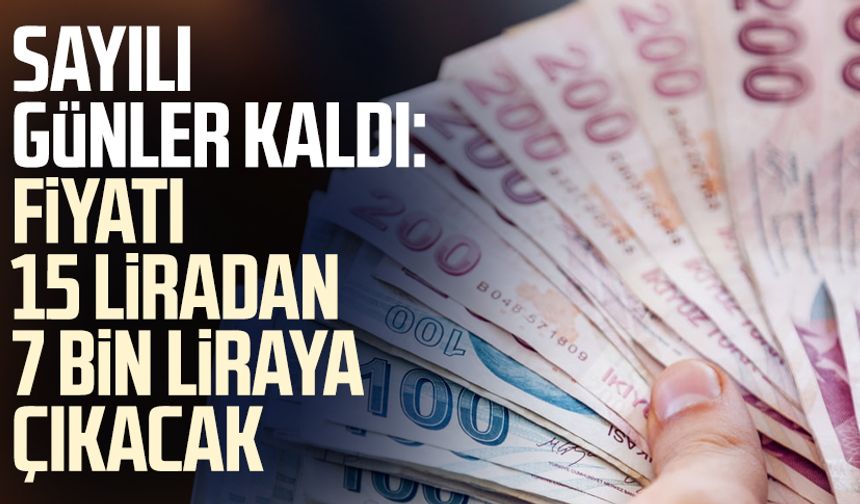 Sayılı günler kaldı: Fiyatı 15 liradan 7 bin liraya çıkacak