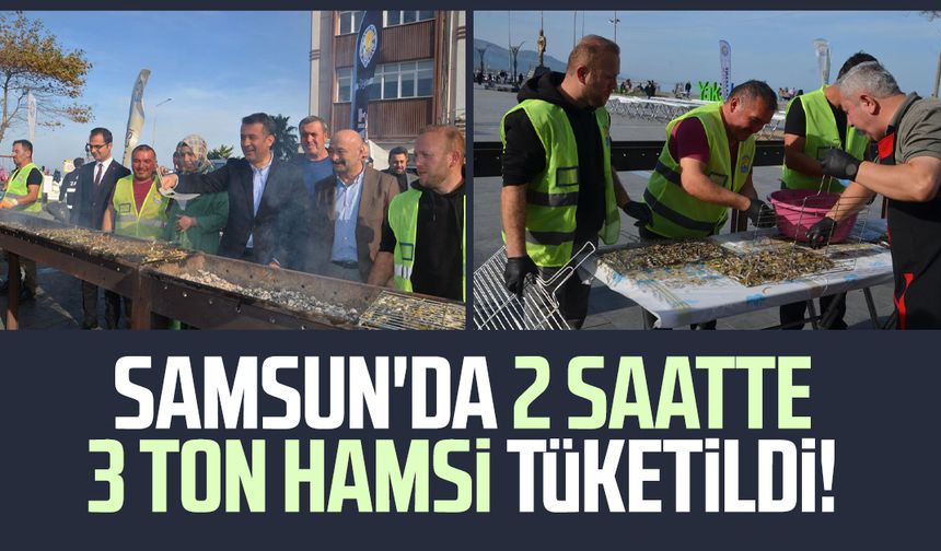 Samsun'da 2 saatte 3 ton hamsi tüketildi!