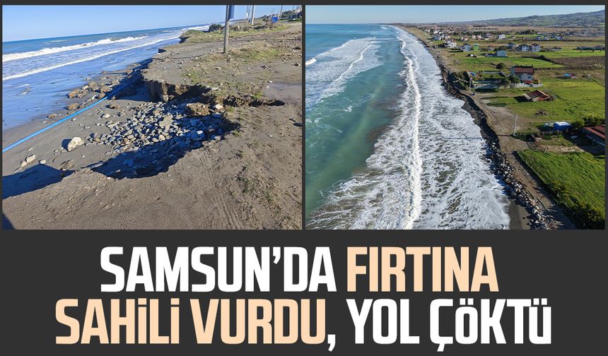 Yakakent’te fırtına sahili vurdu, yol çöktü