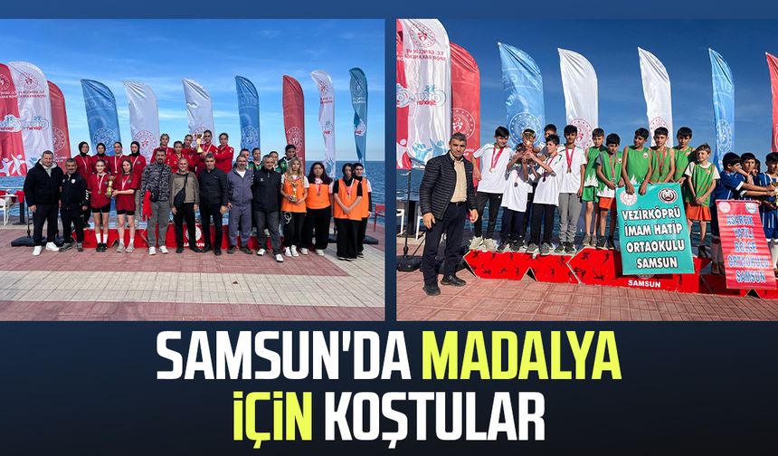 Samsun'da öğrenciler madalya için koştu
