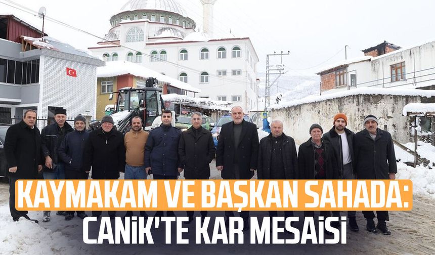 Kaymakam ve Başkan sahada: Canik'te kar mesaisi