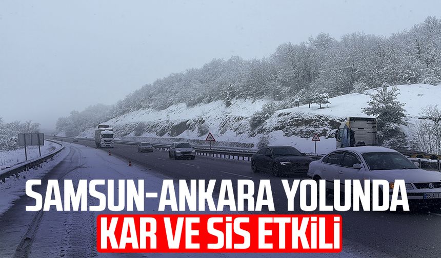 Samsun-Ankara kara yolunda kar yağışı etkisini sürdürüyor