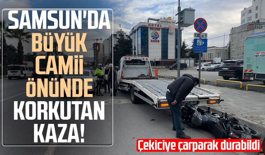 Samsun'da Büyük Camii önünde korkutan kaza!