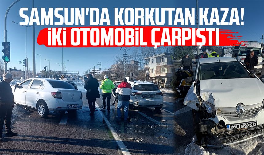 Samsun Çarşamba'da korkutan kaza! İki otomobil çarpıştı