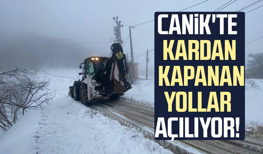 Canik'te kardan kapanan yollar açılıyor!