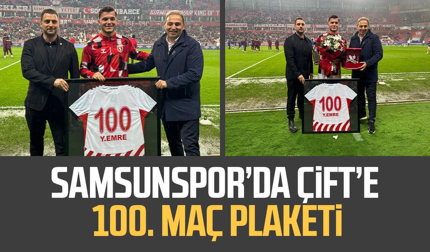 Samsunspor’da Yunus Emre Çift’e 100. maç plaketi