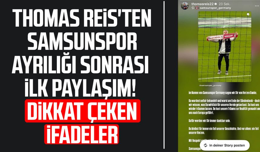 Thomas Reis'ten Samsunspor ayrılığı sonrası ilk paylaşım!
