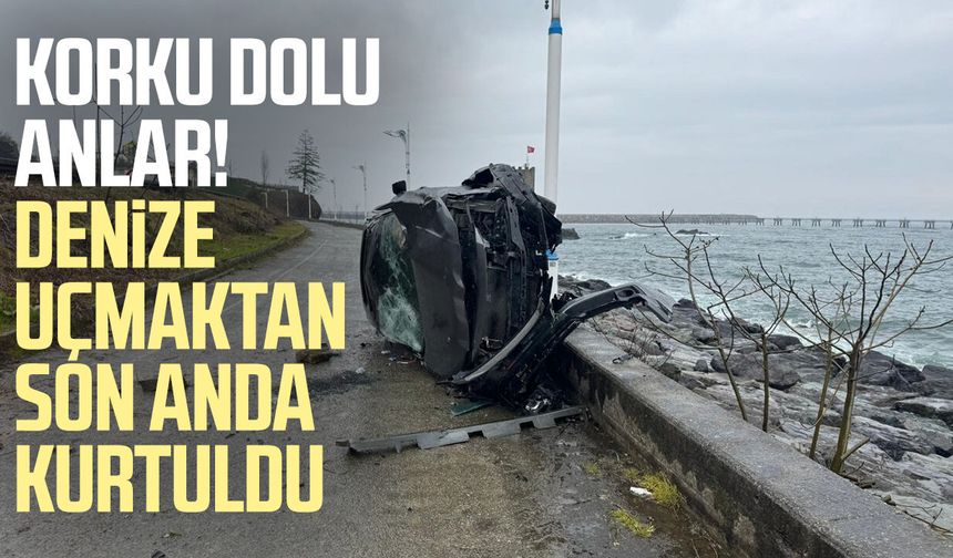 Rize’de korku dolu anlar! Denize uçmaktan son anda kurtuldu