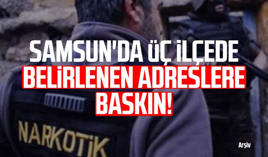 Samsun'da üç ilçede belirlenen adreslere baskın!