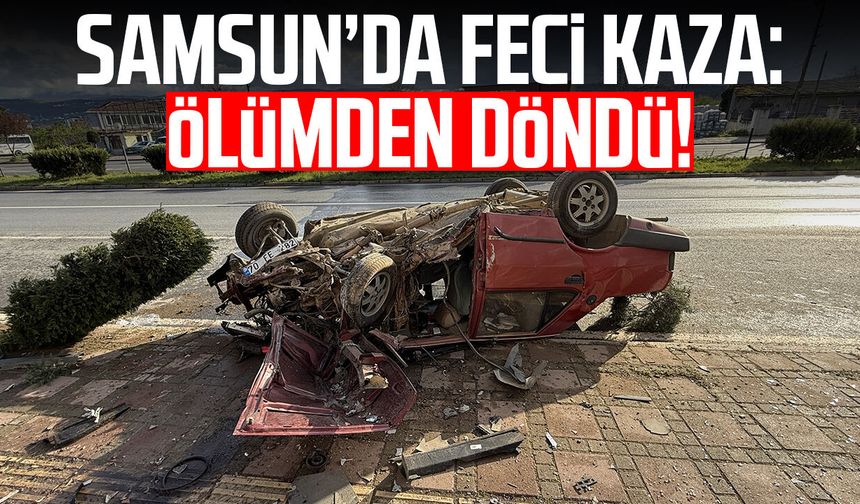 Kontrolden çıktı, devrildi! Samsun’da korkutan kaza