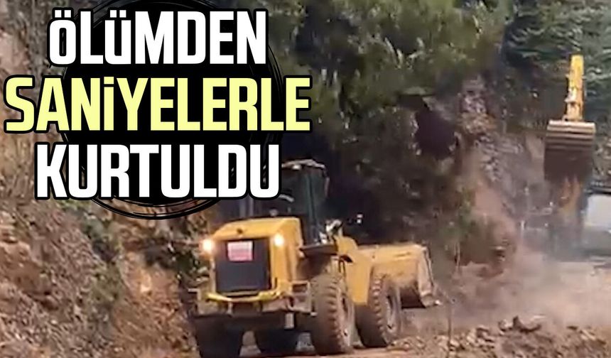 Rize’de operatör ölümden saniyelerle kurtuldu