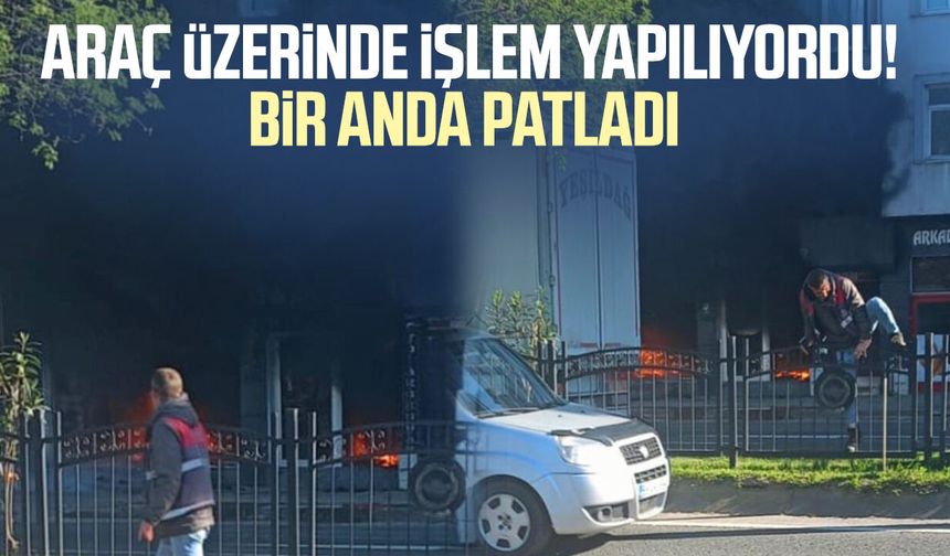 Fatsa’da oto dükkanında korkutan patlama