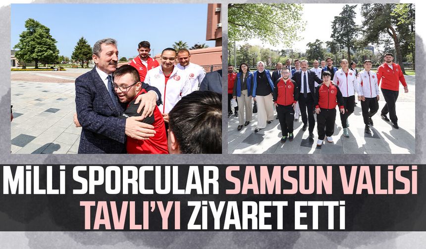 Milli sporcular Samsun Valisi Orhan Tavlı’yı ziyaret etti