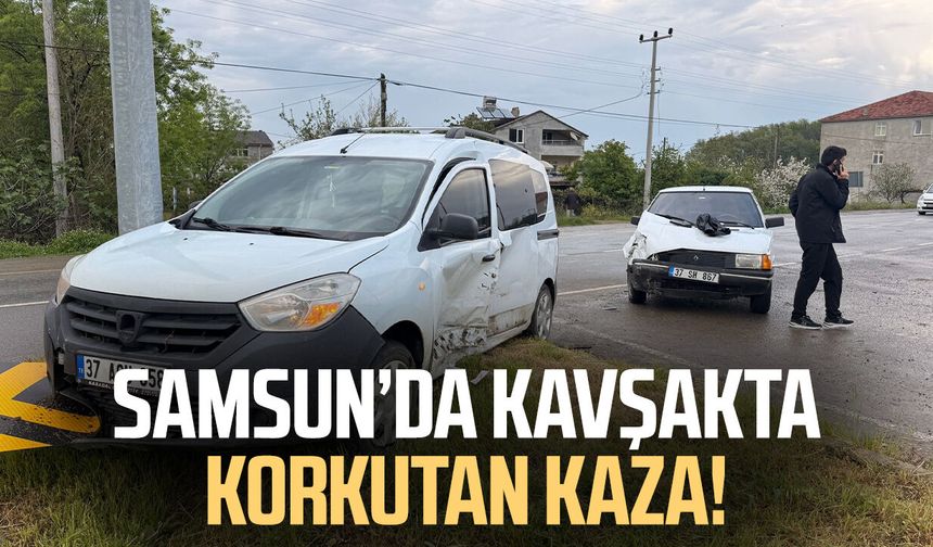 Samsun Alaçam’da kavşakta korkutan kaza!