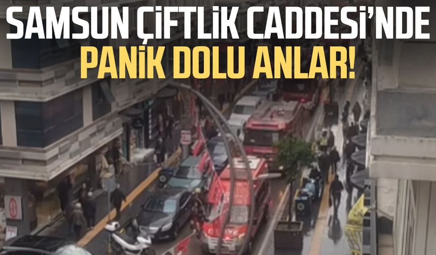 Samsun Çiftlik Caddesi'nde 5 katlı binada yangın paniği