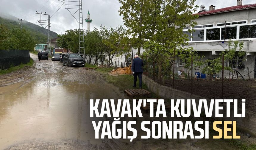 Samsun Kavak'ta kuvvetli yağış sonrası sel