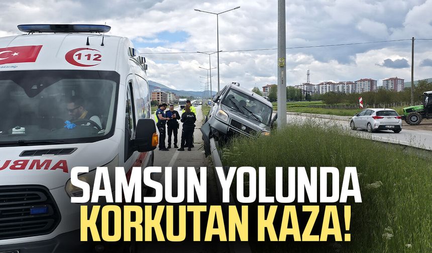 Samsun yolunda korkutan kaza! Araç bariyerlere çıktı