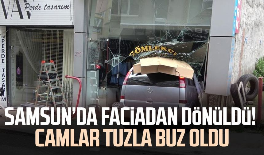 Samsun’da faciadan dönüldü! Camlar tuzla buz oldu