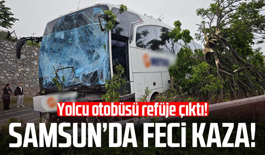 Samsun’da yolcu otobüsü refüje çıktı!