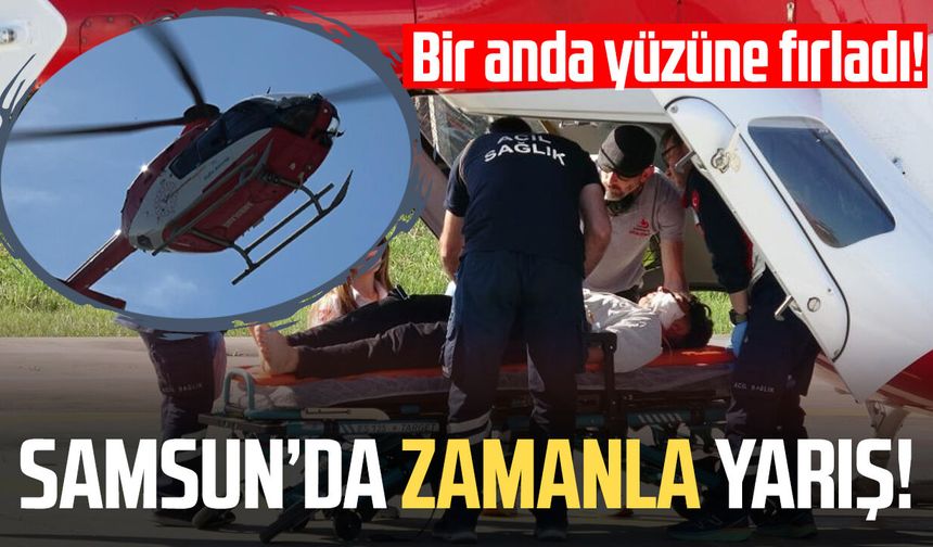 Samsun'da baltayla odun keserken yaralandı! İmdadına helikopter yetişti