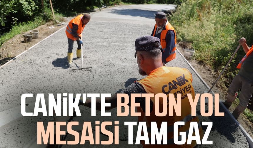 Canik'te beton yol mesaisi tam gaz