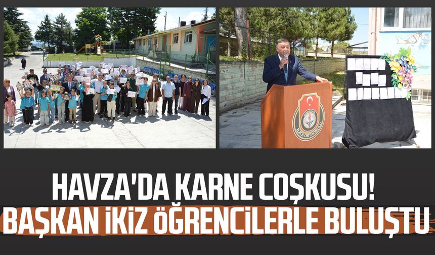 Havza'da karne coşkusu! Başkan Murat İkiz öğrencilerle buluştu