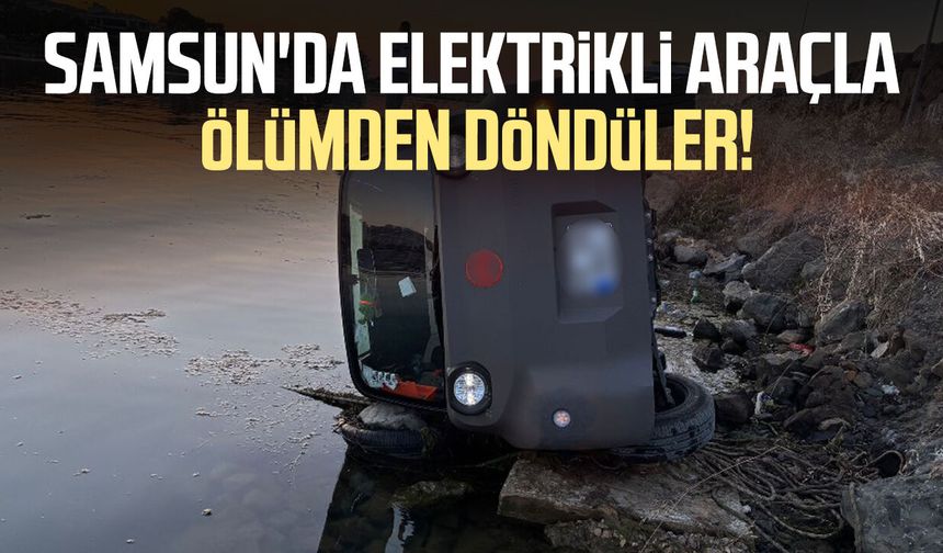 Samsun'da korku dolu anlar! Elektrikli araç kayalıklara devrildi