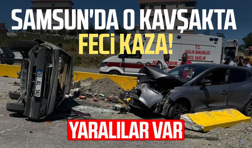 Samsun'da o kavşakta iki otomobil çarpıştı: 3 yaralı!
