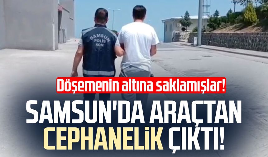 Döşemenin altına saklamışlar! Samsun'da araçtan cephanelik çıktı
