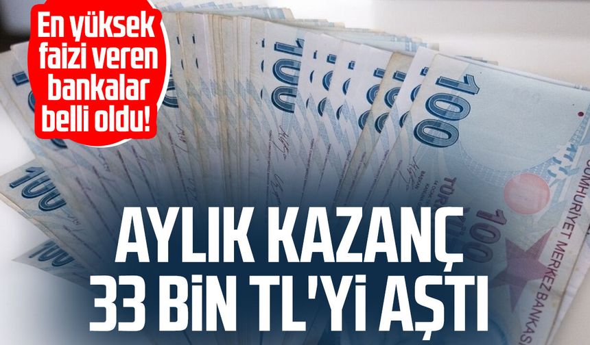 En yüksek faizi veren bankalar belli oldu! Aylık kazanç 33 bin TL'yi aştı