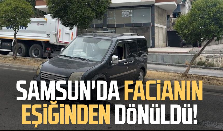 Samsun'da facianın eşiğinden dönüldü! Araç bulvara düştü