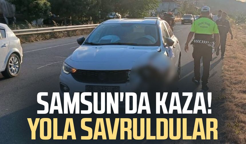 Samsun'da kaza! 3 kişi yola savruldu