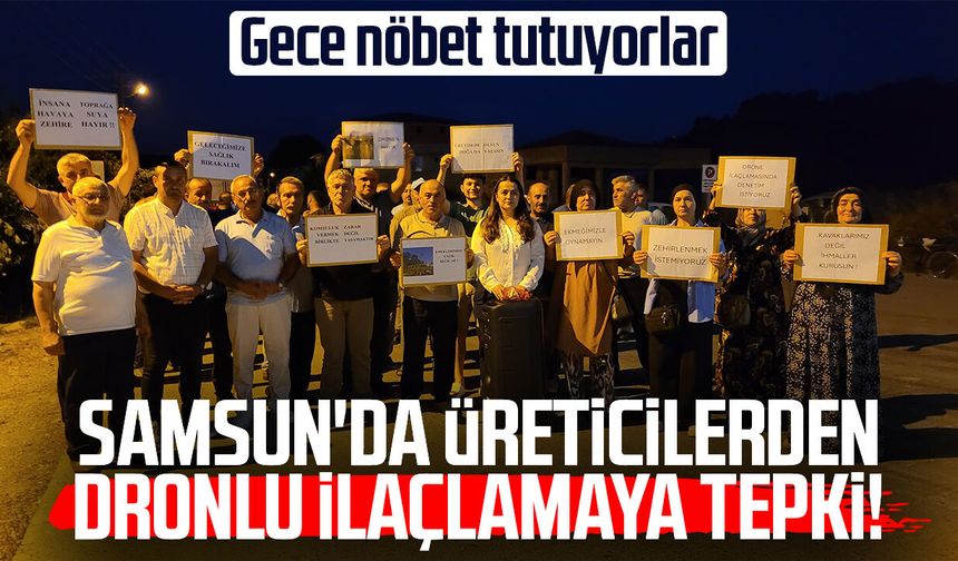 Samsun'da üreticilerden dronlu ilaçlamaya tepki!