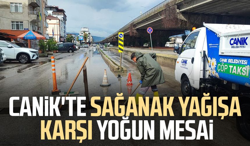 Canik'te sağanak yağışa karşı mazgal temizliği