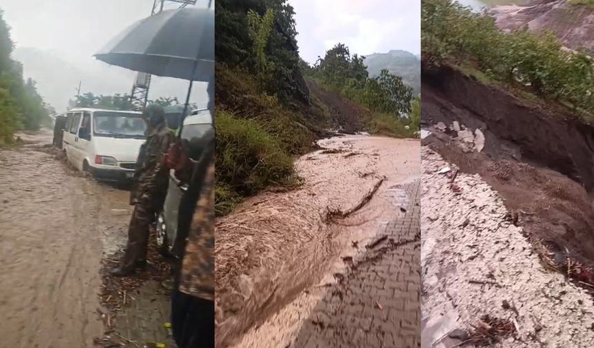 Samsun-Tokat yolunda korkutan görüntü! Araçlar mahsur kaldı