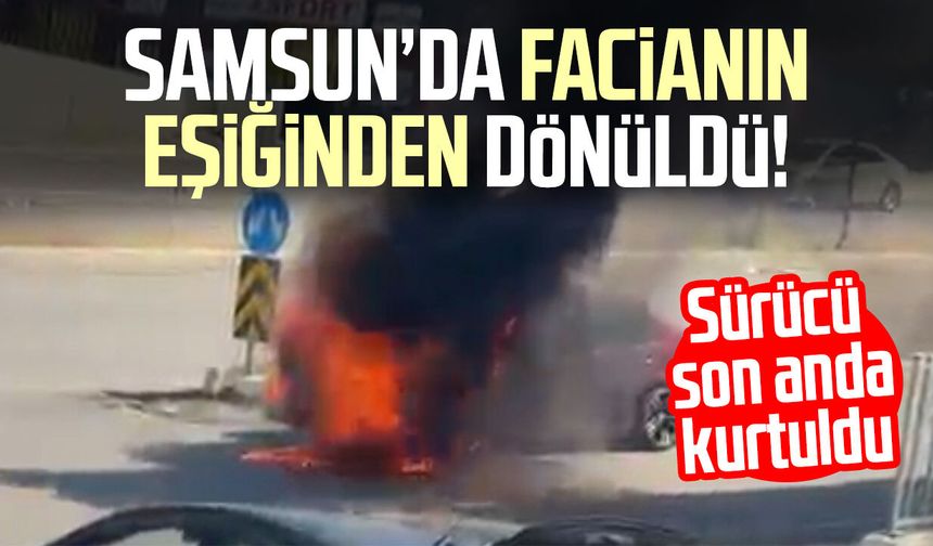 Samsun’da sanayi sitesinde panik! Otomobil alev aldı