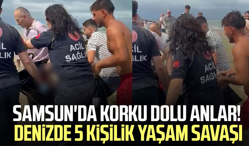 Samsun'da korku dolu anlar! Denizde 5 kişilik yaşam savaşı