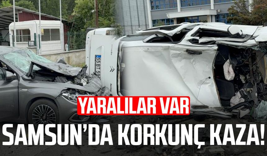 Samsun'da korkunç kaza! Ağaca çarpan araç karşı şeride uçtu