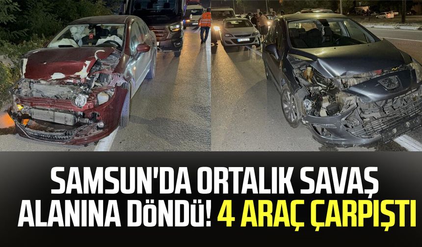 Samsun'da zincirleme kaza! 4 araç birbirine girdi