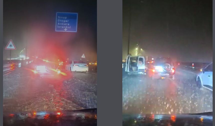 Samsun'da kuvvetli sağanak! O anlar cep telefonu kamerasında