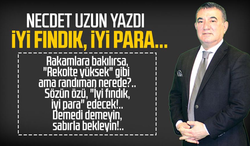 Necdet Uzun yazdı: İyi fındık, iyi para...