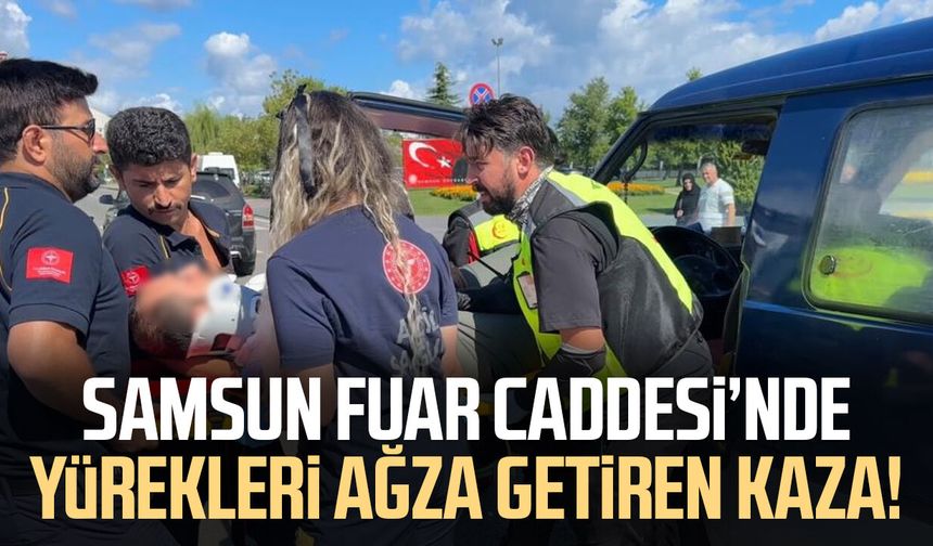 Samsun Fuar Caddesi’nde korkutan kaza!