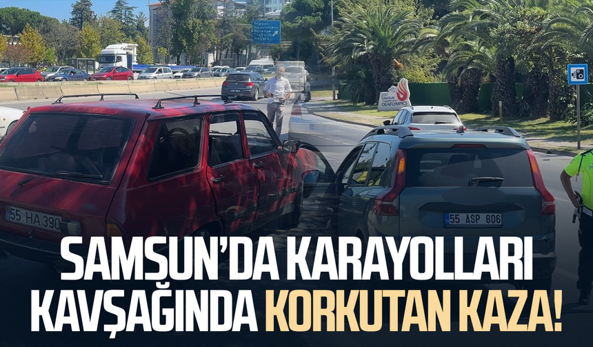 Samsun’da Karayolları Kavşağı’nda korkutan kaza!