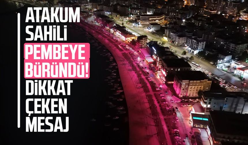 Atakum sahili pembeye büründü! Dikkat çeken mesaj
