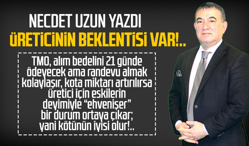 Necdet Uzun yazdı: Üreticinin beklentisi var!..