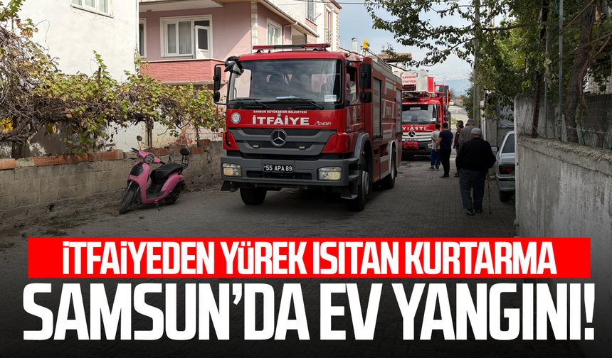 Samsun’da ev alevlere teslim oldu! Yavru kediyi itfaiye kurtardı
